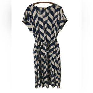 DownEast Dress Size XL Summer Lightweight 4th of July Blue White Zig Zag